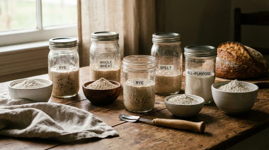 How to Choose the Best Sourdough Starter Flour - Sourdough starter flour varieties visual guide for How to Choose the Best So